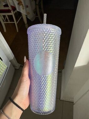 Starbucks Iridescent Purple-Blue Studded Tumbler with Straw